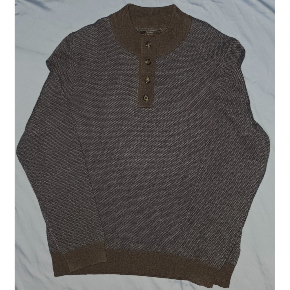 Jos A Bank Reserve Men's XL Knit 3 Buttons Pullover Sweater Brown Wool Blend